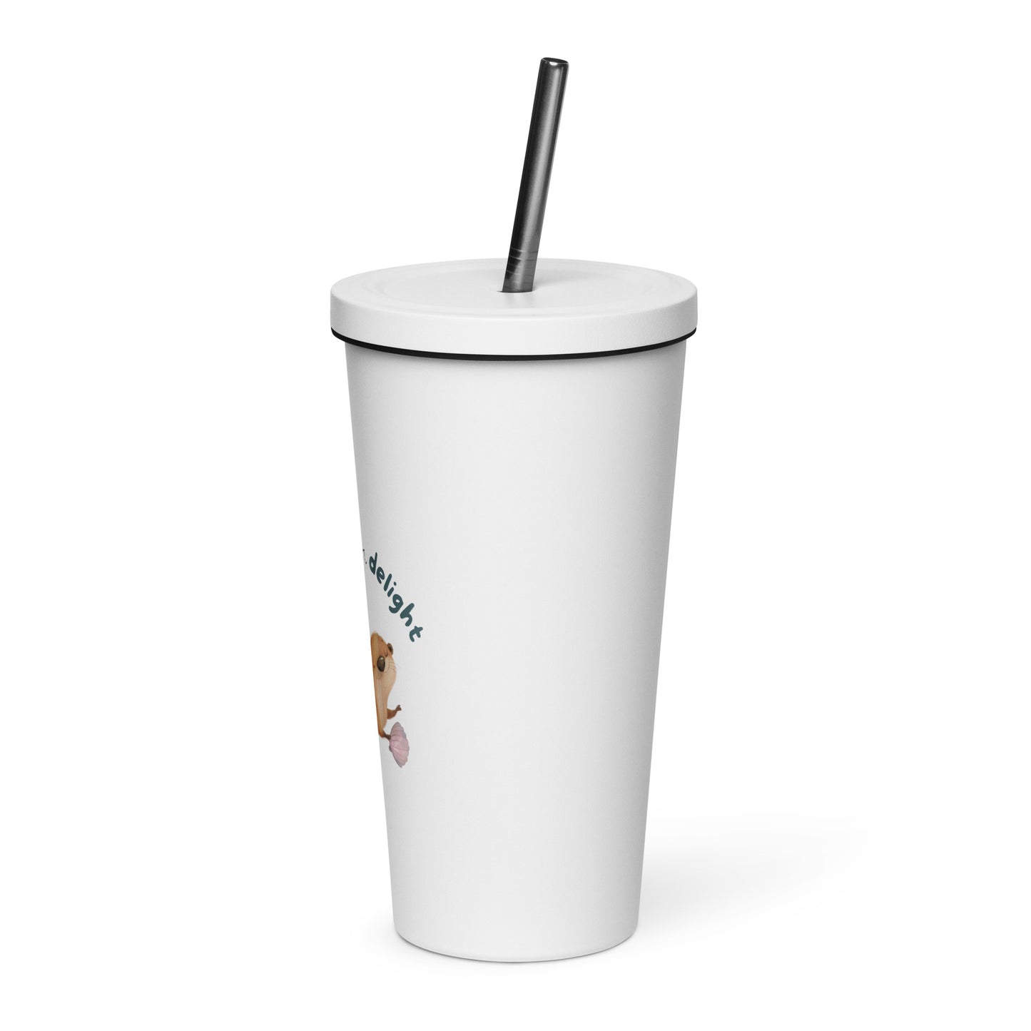 Insulated tumbler with a straw - OTTER DELIGHT