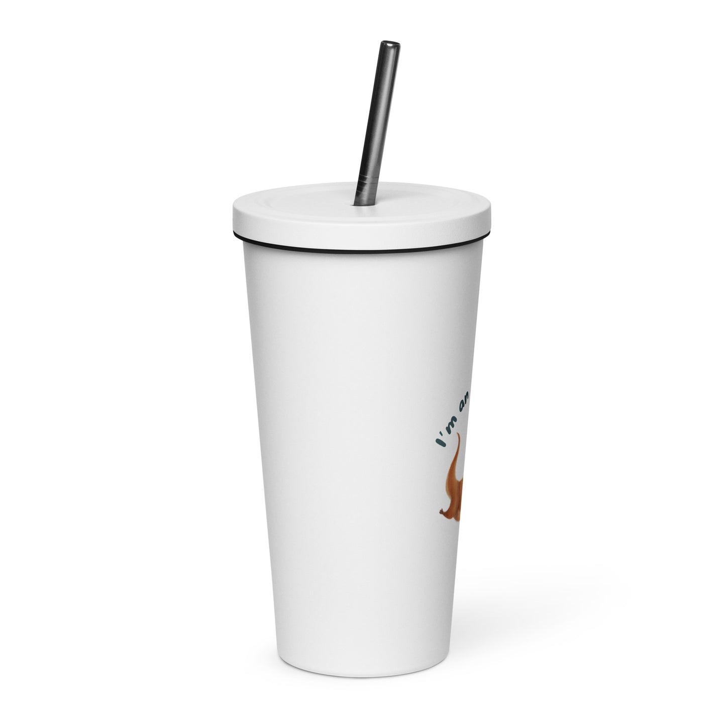 Insulated tumbler with a straw - OTTER DELIGHT